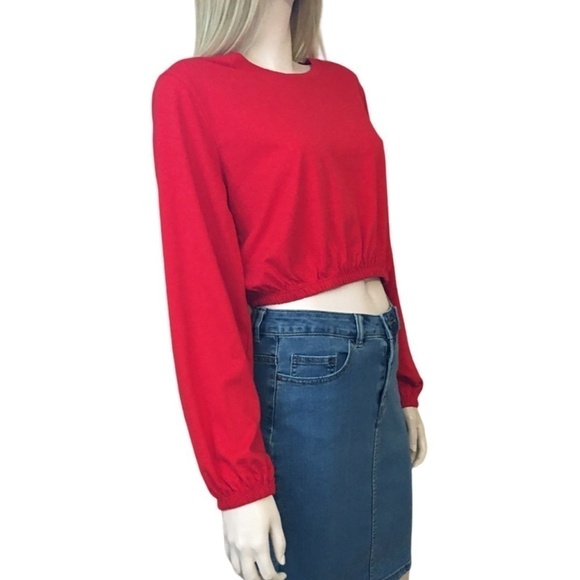 Streetwear SOCIETY Long Sleeve Crop Top Blouse Shirt Cotton Blend Oversized NWOT - Picture 4 of 12